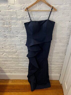 John Paul Ataker Strapless Asymmetric Overlay Ruffled Detail Long Dress Size 12